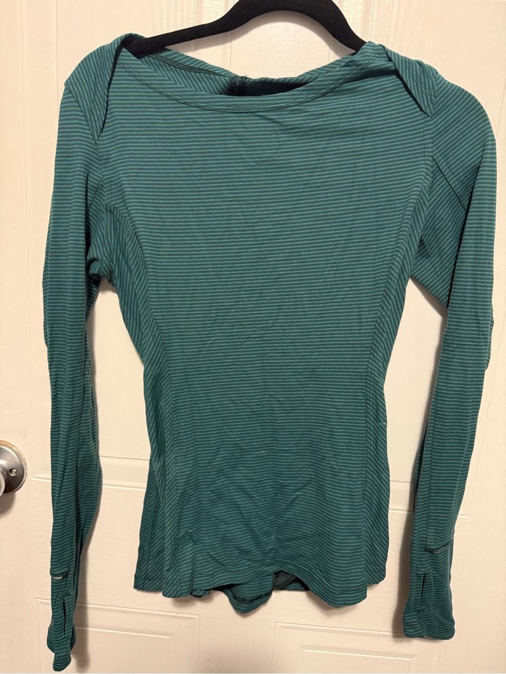 Women's Long-Sleeve Striped Boatneck Top - Teal